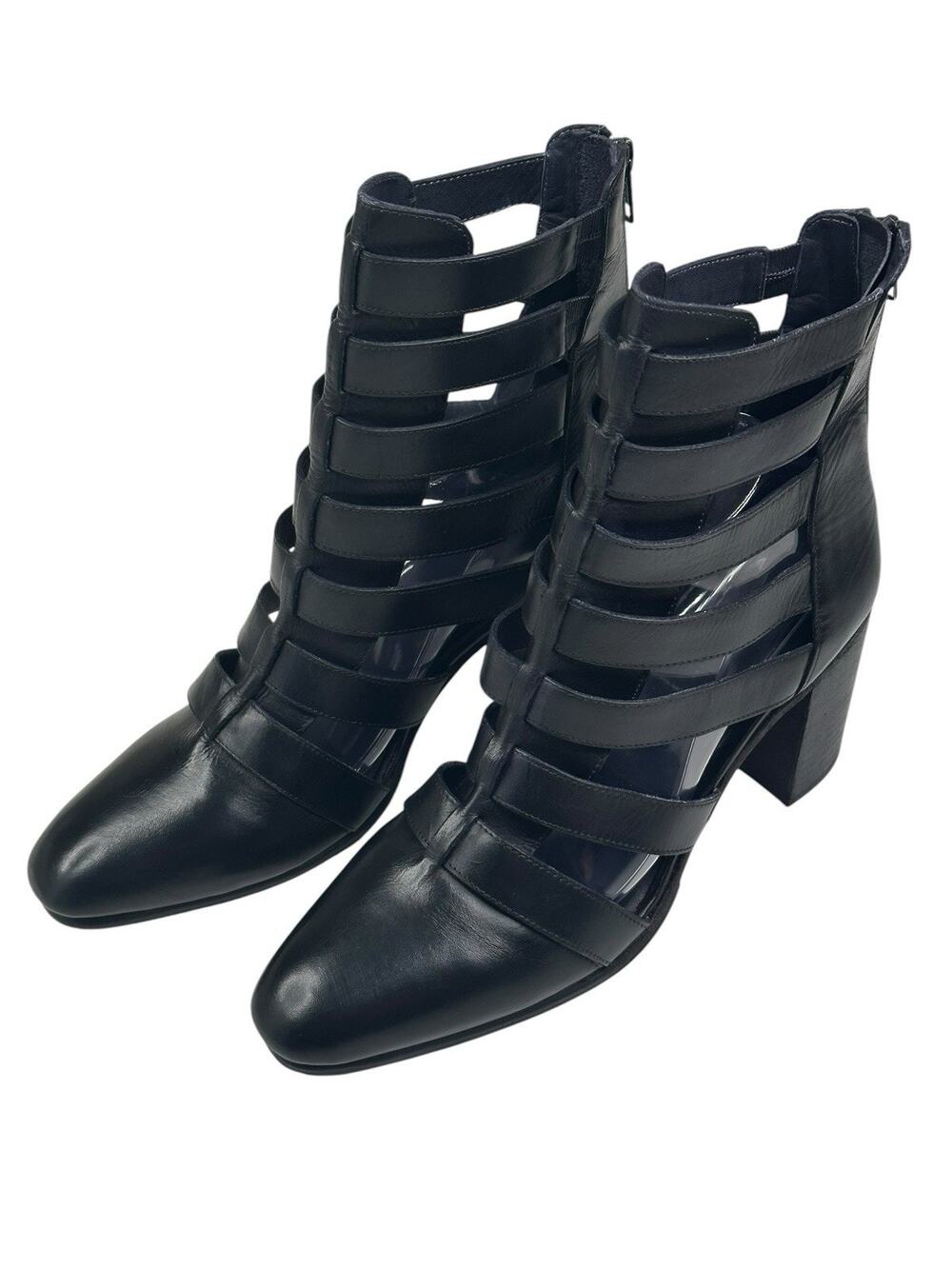 Vintage Foundry Co. Vivi Heel Black Leather Cage Sandal Womens Size 9 New $170
